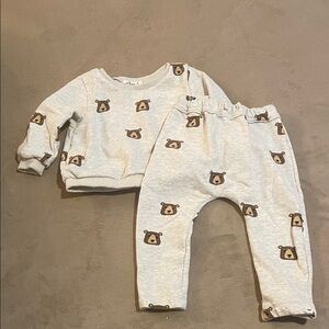 Adorable Bear Print Kids Matching Set